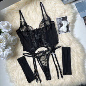 cb57fd9c-39b1-403a-8af7-5327f6f36c1a Three-point European And American Style Underwear Mesh Embroidery See-through Suit