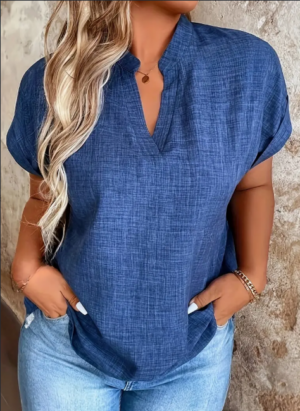 cfb11328-94a9-48f6-b17c-90b918ce612a Fortune-oriented Small Stand-up Collar Ladies V-neck Top