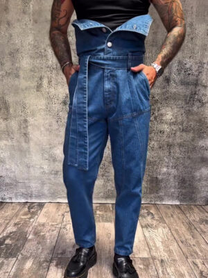 Denim High - Waisted Tapered Jeans With Belt