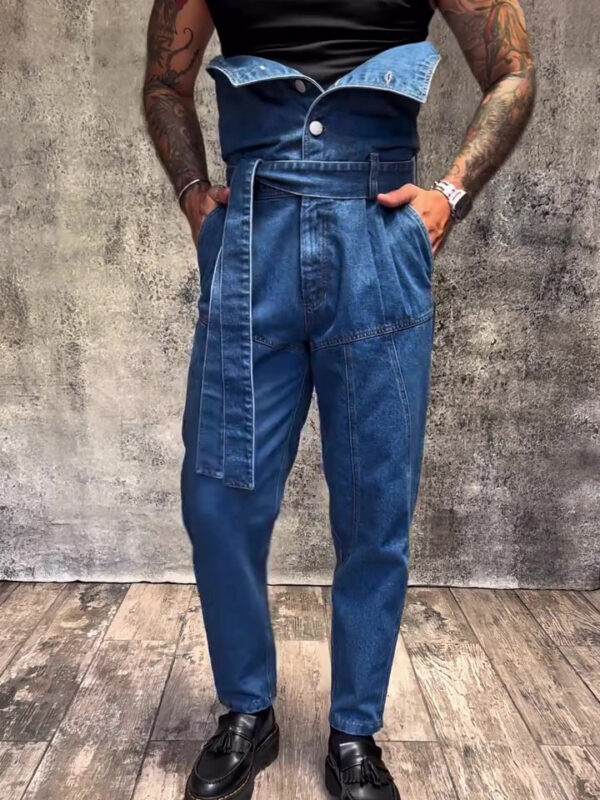 Denim High - Waisted Tapered Jeans With Belt