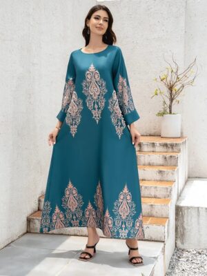 d95bee1c-98de-4cd9-8601-c8805fe14dc0 Ladies Middle East Abaya Abaya - Flower Printed Long Robe