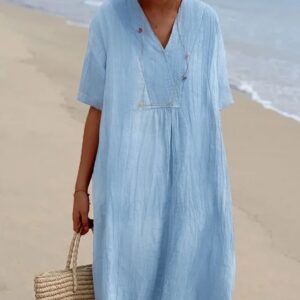 dd2e73d8-8c61-49fb-9688-5c3cf0b97267-1 Women's Casual Cotton And Linen Dress