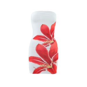 Women's Tube Top Flower Print Slim Sheath Short Dress