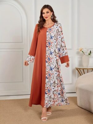 e648ba5a-22b1-4ade-b0db-20303cfa201a Women's Printed Long Skirt - Polyester Fiber, Machine Washable, Opaque