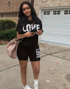e6a44392-1e53-4876-b6b2-ad6344858211 Love Print Casual Two-piece Set