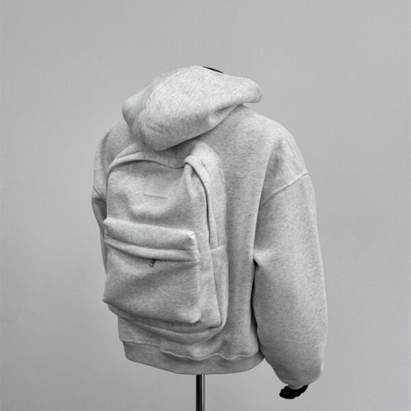 Back Schoolbag Design Men's Coat Flower Gray