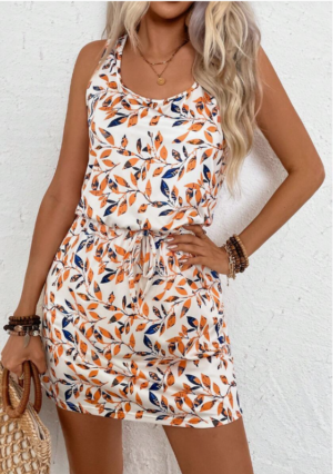 eb71dd3e-4b1b-4137-a009-d07eb4849791 Ladies' Printed Tie-Up Sleeveless Summer Holiday Dress
