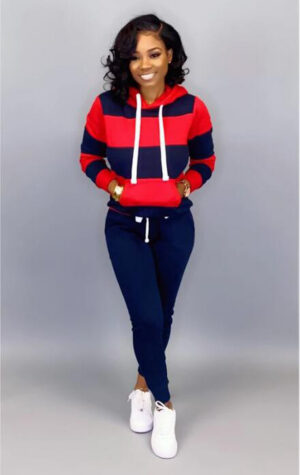 f2ef4b90-75f0-4bcd-9e93-fc795d896de6 Women's Clothing Sweater Stitching Hooded Casual Sports Suit