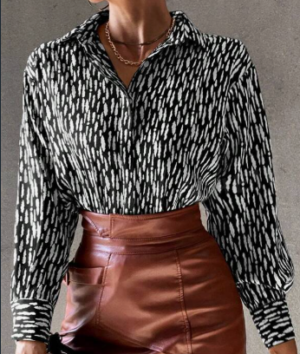 f497e65f-4305-40e7-93ef-751e8ba7c0ec All Over Print Button Up Shirt Workwear Elegant Business Casual Women Button Up Shirt Women