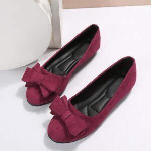 f5315944-00e5-4fde-80c2-ffbb4627fb9d Rubber Plus Size Flat Casual Shoes Women Suede Bow Round Head Gommino